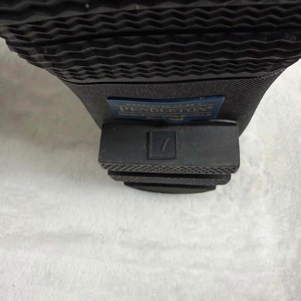 Pendleton Black Rubber Tall Rain‎ Boots Womens Size 7 Southwestern Lining Buckle